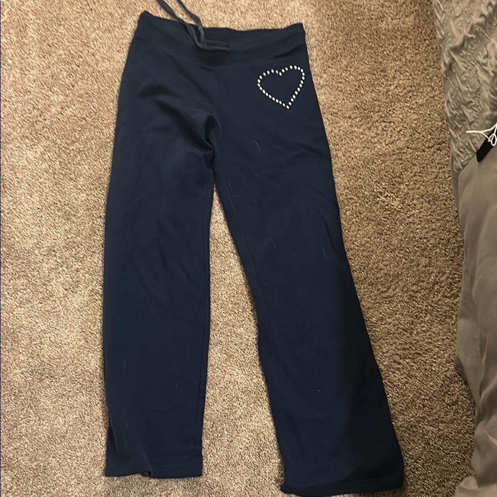 Kids Navy Heart Embellished Bottoms